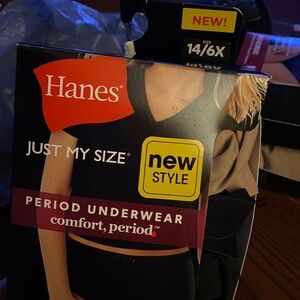 Hanes Just My Size Black Tan Comfort Period Underwear Panties Sz 14 6X Briefs